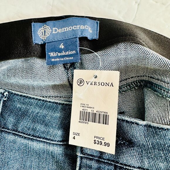 DEMOCRACY "AB" SOLUTION SLIMMING SCALLOPED RAW HEM PENCIL MINI DENIM SKIRT - Picture 7 of 7